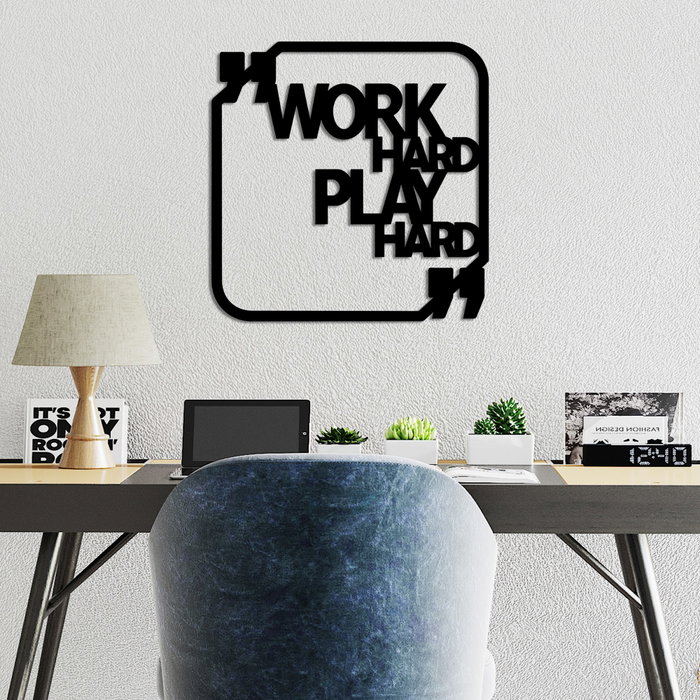 Wallity Work Hard Play Hard Escultura de Pared Negra